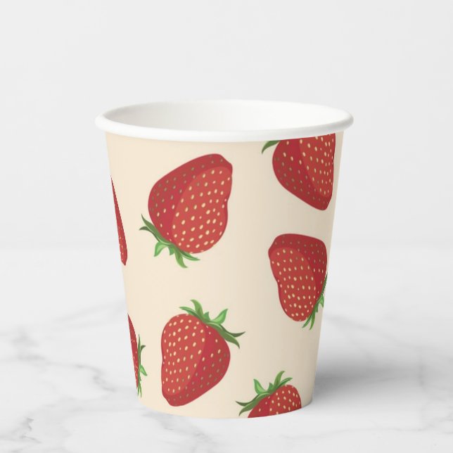 Vasos De Papel Patrón de fresa (Anverso)