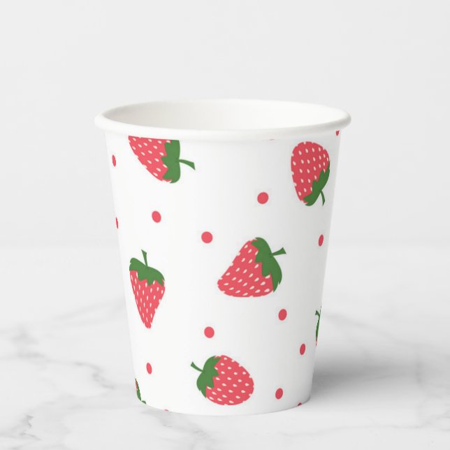Vasos De Papel Patrón de fresa (Anverso)