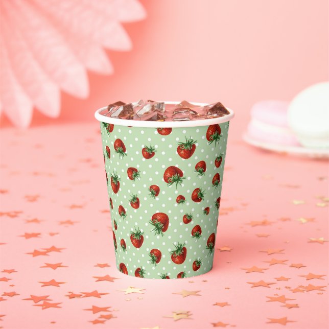 Vasos De Papel Patrón de Fresa (in situ)