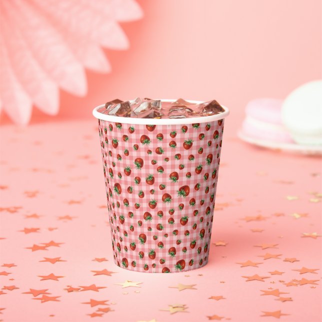 Vasos De Papel Patrón de Fresa (in situ)