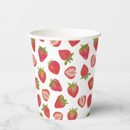 Vasos De Papel Patrón de Fresa de Verano Rojo