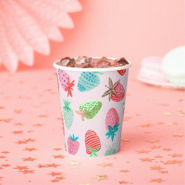 Vasos De Papel Patrón de fresa dulce y delicioso