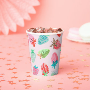 Vasos De Papel Patrón de fresa dulce y delicioso