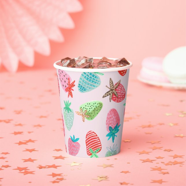 Vasos De Papel Patrón de fresa dulce y delicioso (in situ)
