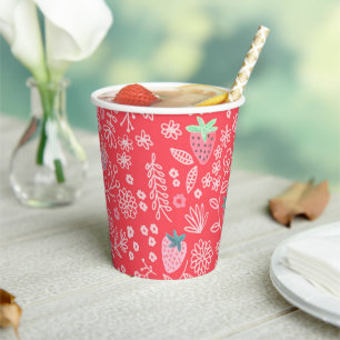 Vasos De Papel Patrón de fresa dulce y delicioso