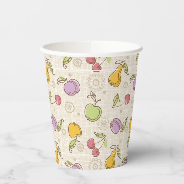 Vasos De Papel Patrón de frutas (Izquierda)