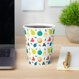Vasos De Papel Patrón de frutas, ciruela, Naranja, limón, pera, m