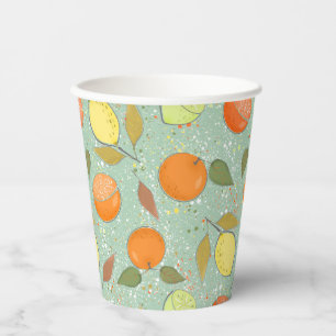 Vasos De Papel Patrón de frutas con limones, naranjas