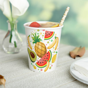 Vasos De Papel Patrón de frutas de verano fresco