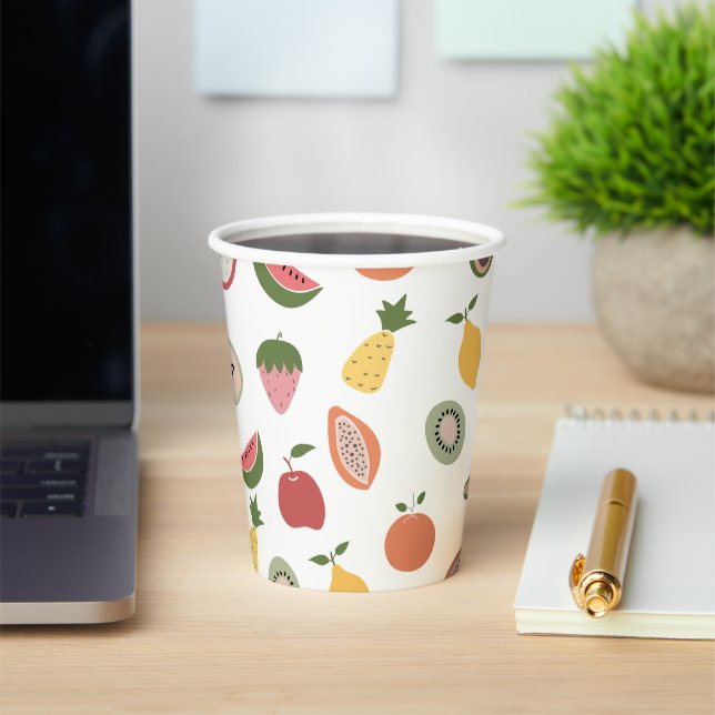 Vasos De Papel Patrón de frutas rusas (in situ)