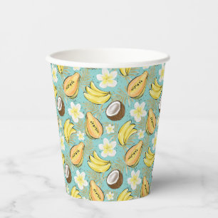 Vasos De Papel Patrón de frutas tropicales de verano