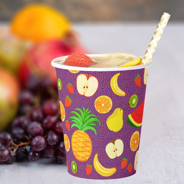 Vasos De Papel Patrón de frutos pequeños Jugo divertidísimo de co (Subido por el creador)