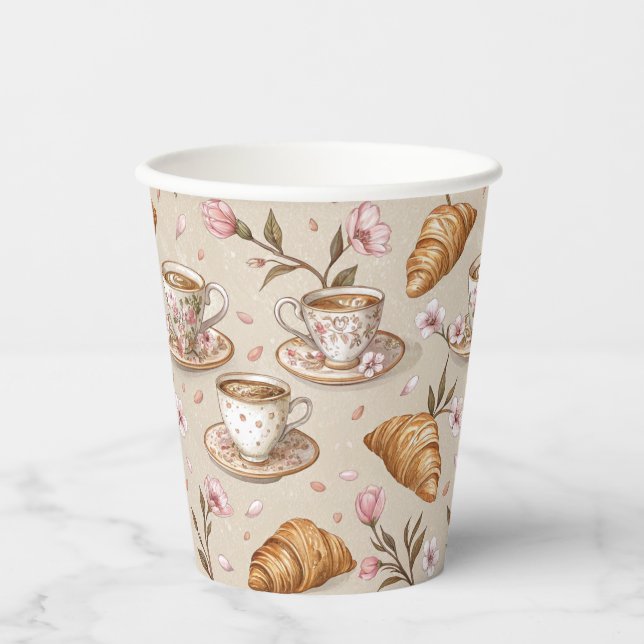 Vasos De Papel Patrón de funda de café de flor de cerezo (9) (Anverso)