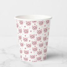 Patrón de gatitos rosados y corazones lindos para