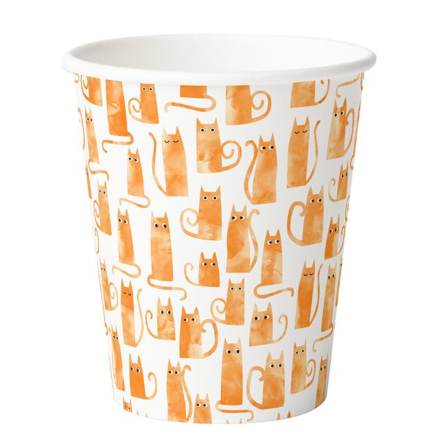 Vasos De Papel Patrón de gato de Naranja divertido (Fun Orange Ginger Cats party paper cup)