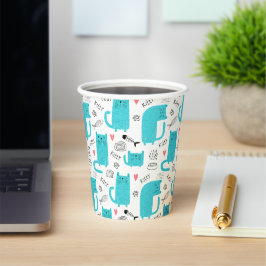Vasos De Papel Patrón de gato Robin Egg Blue Cute