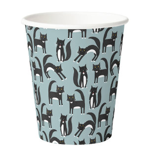 Vasos De Papel Patrón de gatos gitanos de color negro y blanco