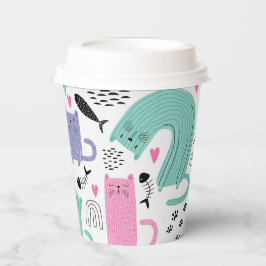 Vasos De Papel Patrón de gatos lindos
