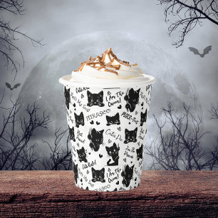 Vasos De Papel Patrón de gatos y dichos negros
