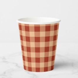Vasos De Papel Patrón de Gingham controlado de Brown