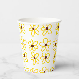 Vasos De Papel Patrón de girasol amarillo marrón flor floral boho