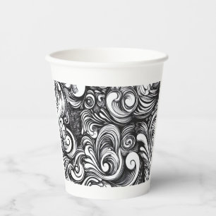 Vasos De Papel Patrón De Giro Blanco Y Negro