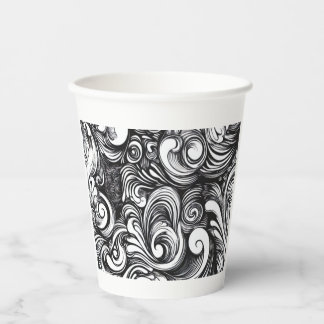 Vasos De Papel Patrón De Giro Blanco Y Negro