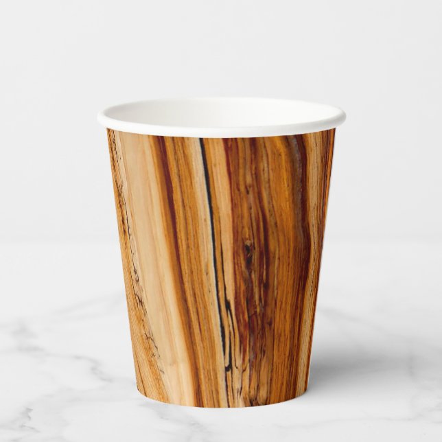 Vasos De Papel Patrón de grano de madera (Reverso )