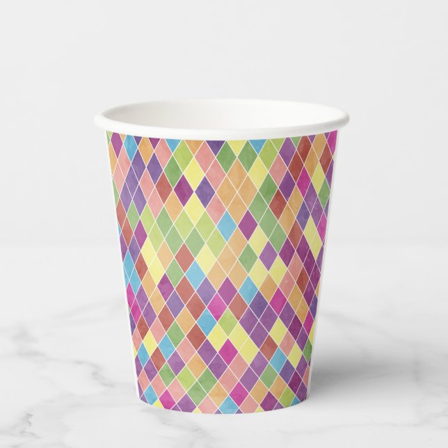 Vasos De Papel Patrón de Grunge Harlequin (Anverso)