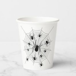Vasos De Papel Patrón de halloween de arañas blancas negras