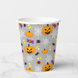 Vasos De Papel Patrón de Halloween gris