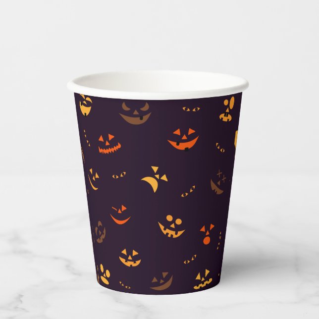 Vasos De Papel Patrón de Halloween impreso (Anverso)