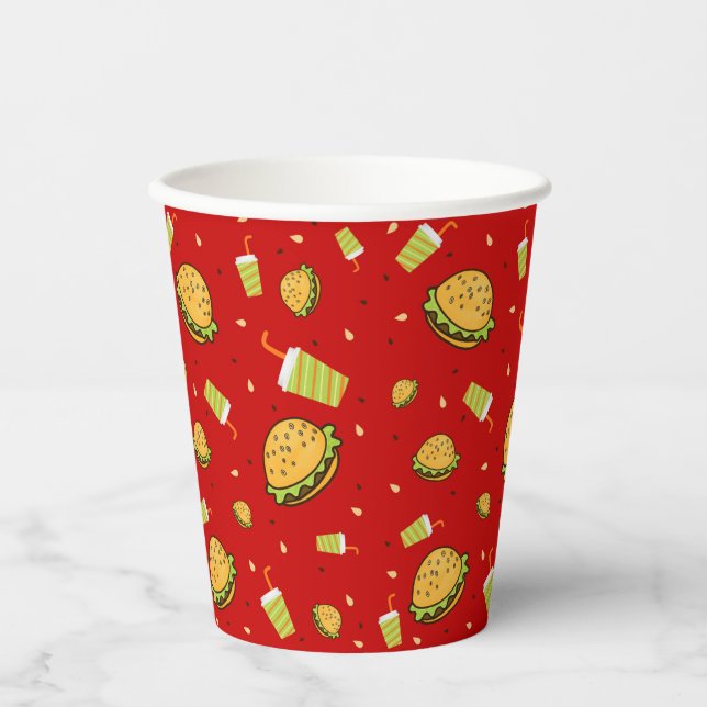 Vasos De Papel Patrón de hamburguesas (Anverso)
