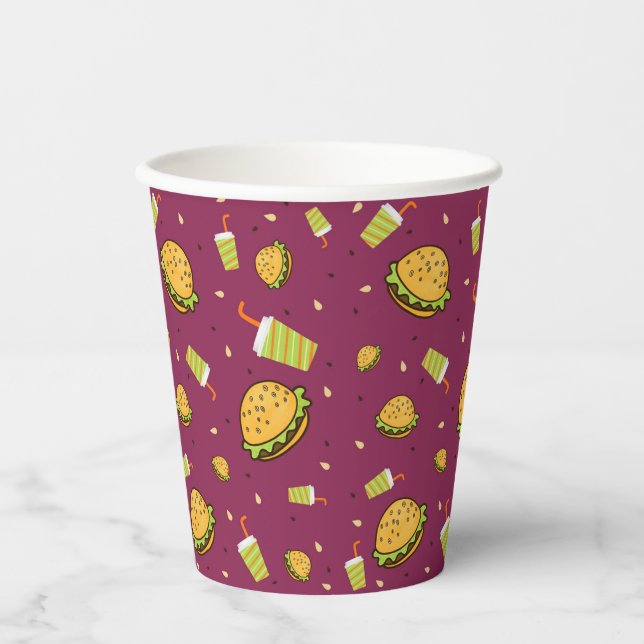 Vasos De Papel Patrón de hamburguesas (Anverso)