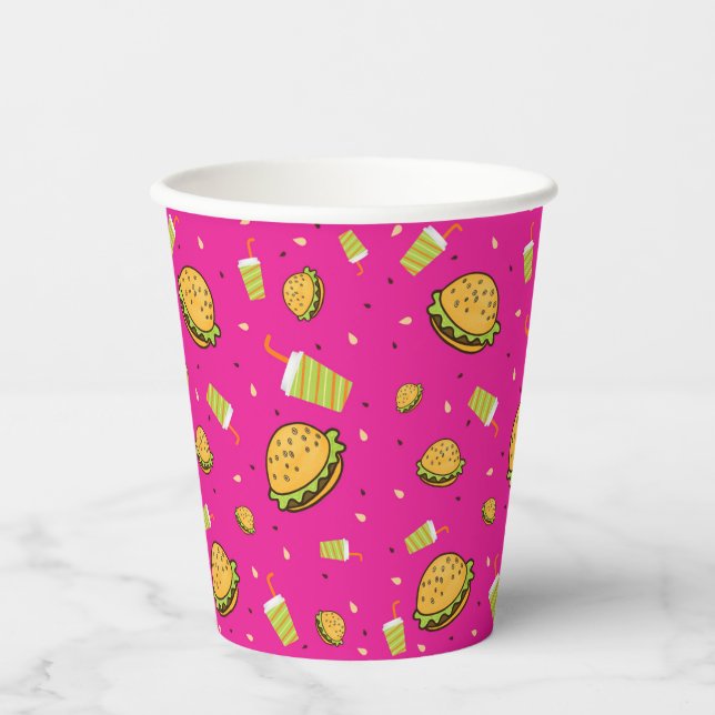 Vasos De Papel Patrón de hamburguesas (Anverso)