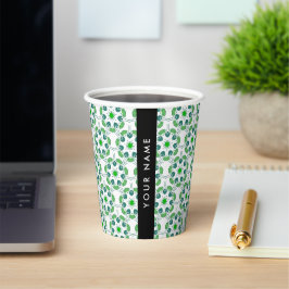 Vasos De Papel Patrón de Hoja, Hojas Verdes, Tu Nombre