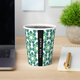 Vasos De Papel Patrón de Hoja, Hojas Verdes, Tu Nombre