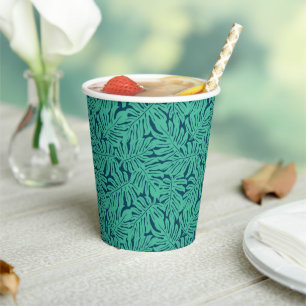 Vasos De Papel Patrón de hoja tropical de Monstera