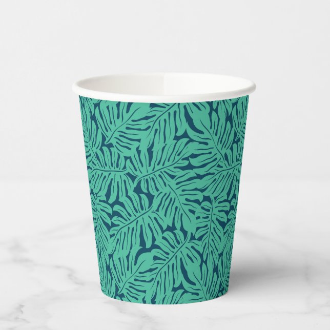 Vasos De Papel Patrón de hoja tropical de Monstera (Izquierda)