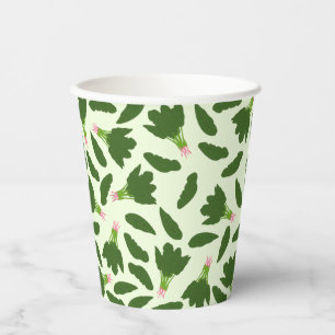 Vasos De Papel Patrón de hojas de espinacas verdes