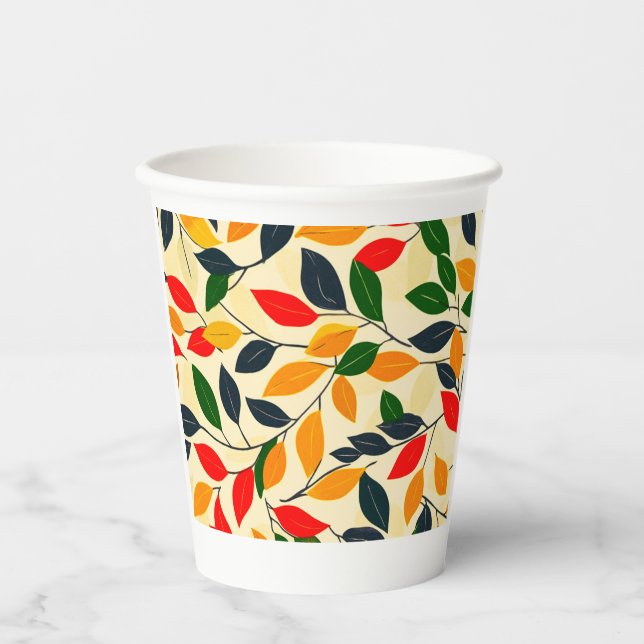 Vasos De Papel Patrón de hojas de otoño (Anverso)