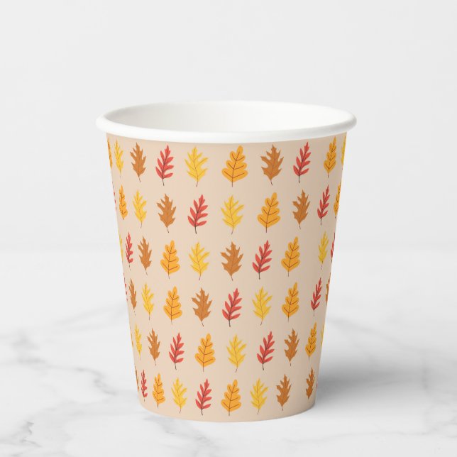 Vasos De Papel Patrón de hojas de roble (Anverso)