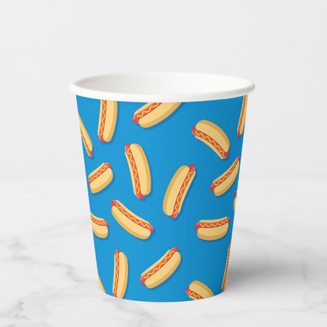 Vasos De Papel Patrón de Hotdogs de comida rápida (Anverso)