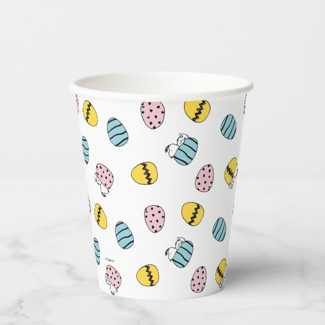 Vasos De Papel Patrón de Huevo de Pascua Snoopy (Anverso)