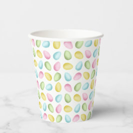 Vasos De Papel Patrón de Huevos de Pascua en Acuarela en Colores 