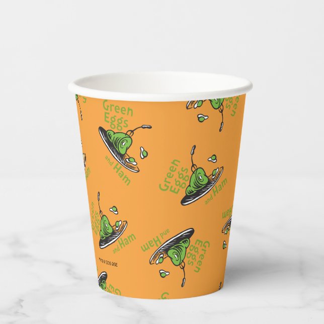 Vasos De Papel Patrón de Huevos Verdes con Jamón (Anverso)