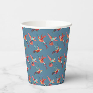 Vasos De Papel Patrón de Hummingbird retro