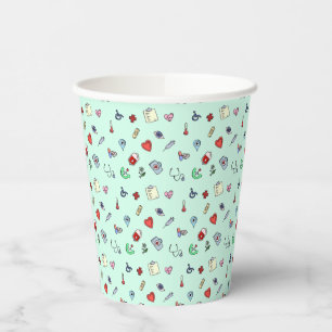 Vasos De Papel Patrón de iconos médicos curados