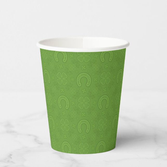 Vasos De Papel Patrón de iconos verdes afortunados (Izquierda)