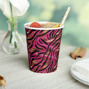 Vasos De Papel Patrón de impresión animal de rayas de cebra de or